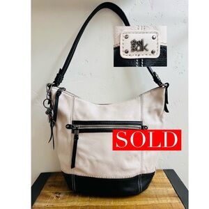 The Sak Cream and Black Hobo Bag